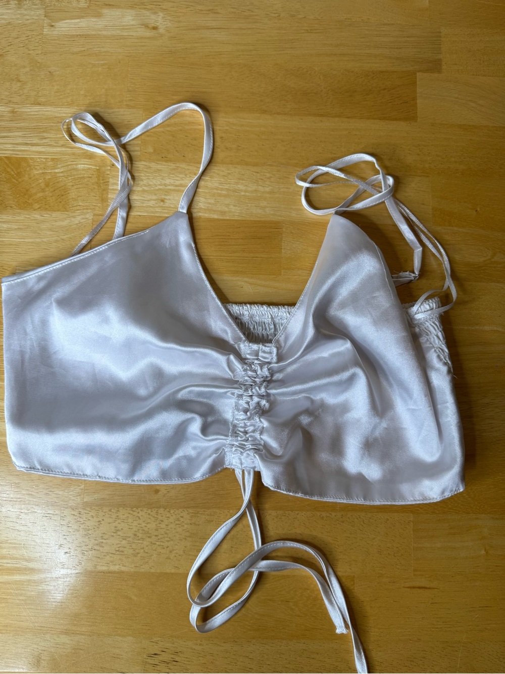 Streetwear Society Satin Ruched Front Bandeau in White